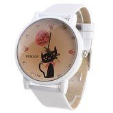 Relógio Estilo Gato com Bracelete Branca